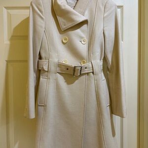 Guess Cream Double-Breasted Trench Coat